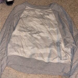 American Eagle Outfitters Gray and White Camo Crewneck Sweater